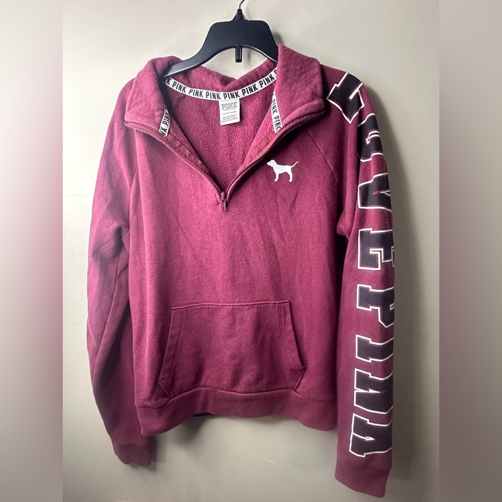 PINK Victoria's Secret Burgundy Half-Zip Sweater Size small